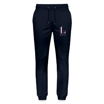 LAURA Namensshirt Blumen Buchstabe Damen - Stanley/Stella Unisex Bio Jogginghose Mover  - Navy - Vorne - Marisol (170cm) & Nik (191cm)