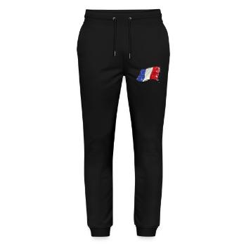 France ✅ France Flag ✔ - Stanley/Stella Mover Unisex Organic Jogging Trousers - black - Front - Marisol (170cm) & Nik (191cm)