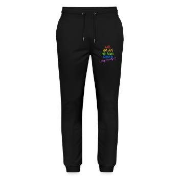 Lass uns aus der Reihe tanzen - Sommer - Stanley/Stella Unisex Bio Jogginghose Mover  - Schwarz - Vorne - Marisol (170cm) & Nik (191cm)