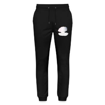 irisierende geöffnete Muschel mit großer Perle - Stanley/Stella Unisex Bio Jogginghose Mover  - Schwarz - Vorne - Marisol (170cm) & Nik (191cm)