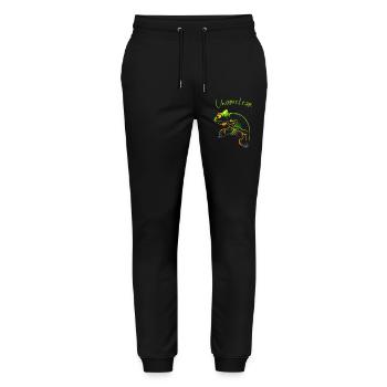 Illustration caméléon vif pour les amoureux de la nature - Pantalon de jogging bio MOVER Stanley/Stella unisexe - noir - Devant - Marisol (170cm) & Nik (191cm)