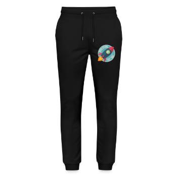 Rakete Moon Patrol Rocket - Stanley/Stella Unisex Bio Jogginghose Mover  - Schwarz - Vorne - Marisol (170cm) & Nik (191cm)