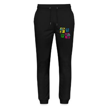 BMX Fahrrad | BMX Rad | Buntes BMX | Geschenkidee - Stanley/Stella Unisex Bio Jogginghose Mover  - Schwarz - Vorne - Marisol (170cm) & Nik (191cm)