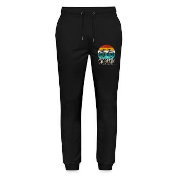 Cycopath Bicycle Retro Sunset - Stanley/Stella Unisex Bio Jogginghose Mover  - Schwarz - Vorne - Marisol (170cm) & Nik (191cm)
