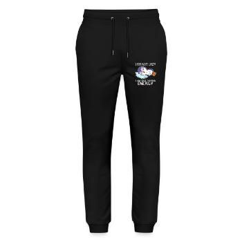 Pingouin drôle disant idée cadeau drôle paresseux - Pantalon de jogging bio MOVER Stanley/Stella unisexe - noir - Devant - Marisol (170cm) & Nik (191cm)