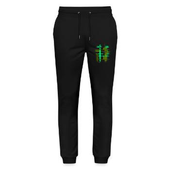Design de fond abstrait Cyber VINTAGE - Pantalon de jogging bio MOVER Stanley/Stella unisexe - noir - Devant - Marisol (170cm) & Nik (191cm)