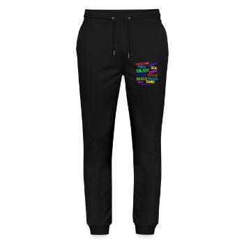 Urlaub Entspannen Ferien Sommer Sonne Verreisen - Stanley/Stella Unisex Bio Jogginghose Mover  - Schwarz - Vorne - Marisol (170cm) & Nik (191cm)