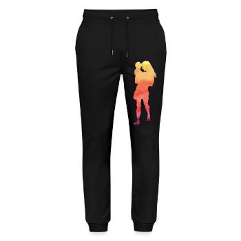 Gift mothers day silhouette woman with toddler - Stanley/Stella Mover Unisex Organic Jogging Trousers - black - Front - Marisol (170cm) & Nik (191cm)
