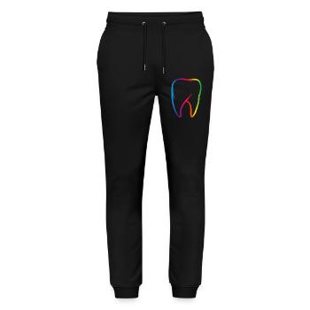 leuchtend bunter Regenbogen Zahn - Stanley/Stella Unisex Bio Jogginghose Mover  - Schwarz - Vorne - Marisol (170cm) & Nik (191cm)