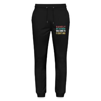 Retro Kung Fu Slogan Rainbow - Stanley/Stella Mover Unisex Organic Jogging Trousers - black - Front - Marisol (170cm) & Nik (191cm)