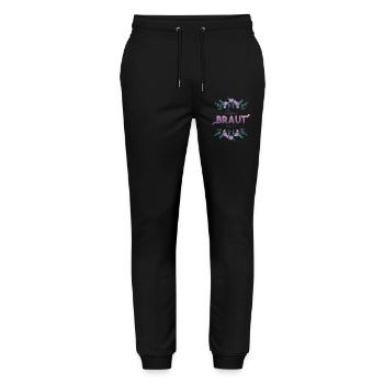 Team Braut mit Blumen Dekor - Stanley/Stella Unisex Bio Jogginghose Mover  - Schwarz - Vorne - Marisol (170cm) & Nik (191cm)