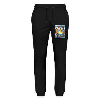 EG Urlaub I Boot I Meer I maritim - Stanley/Stella Unisex Bio Jogginghose Mover  - Schwarz - Vorne - Marisol (170cm) & Nik (191cm)