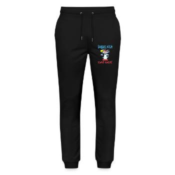 Leuchtturm - Sabbel Nich Dat Geit - Plattdeutsch - Stanley/Stella Unisex Bio Jogginghose Mover  - Schwarz - Vorne - Marisol (170cm) & Nik (191cm)