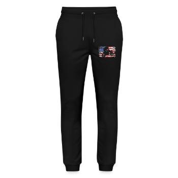 Motocross Dirt Bike American Flag - Stanley/Stella Mover Unisex Organic Jogging Trousers - black - Front - Marisol (170cm) & Nik (191cm)