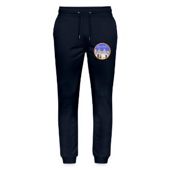 Trulli Houses Alberobello Bari Trullo Italy - Stanley/Stella Mover Unisex Organic Jogging Trousers - navy - Front - Marisol (170cm) & Nik (191cm)