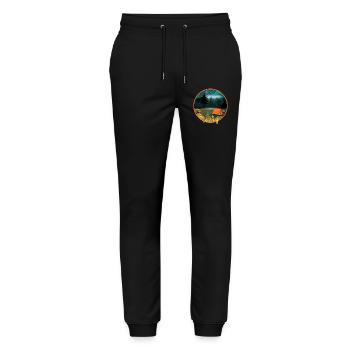 wildromantischen Camping mit Lagerfeuer Romantik - Stanley/Stella Unisex Bio Jogginghose Mover  - Schwarz - Vorne - Marisol (170cm) & Nik (191cm)