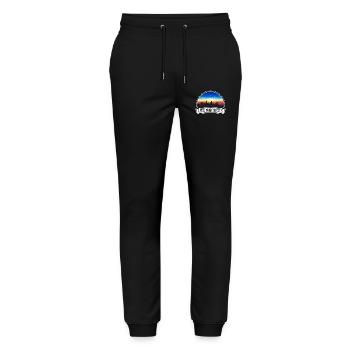 Los Angeles California USA Skyline Vintage Sunset - Stanley/Stella Mover Unisex Organic Jogging Trousers - black - Front - Marisol (170cm) & Nik (191cm)