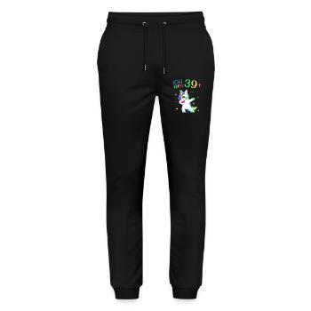 Ich bin 39 Plus 40. Geburtstag Einhorn Geschenk - Stanley/Stella Unisex Bio Jogginghose Mover  - Schwarz - Vorne - Marisol (170cm) & Nik (191cm)