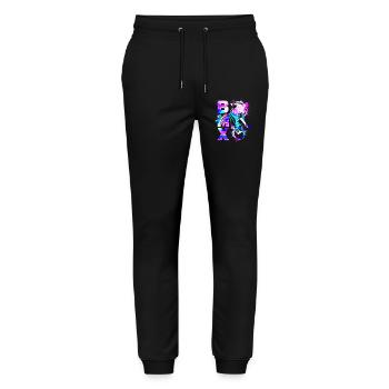 Magenta Bmx Fahrrad | Bmx Rad fahren - Stanley/Stella Unisex Bio Jogginghose Mover  - Schwarz - Vorne - Marisol (170cm) & Nik (191cm)