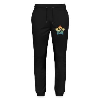 Clé bas en tant qu’étoile de style vintage dans le look used - Pantalon de jogging bio MOVER Stanley/Stella unisexe - noir - Devant - Marisol (170cm) & Nik (191cm)