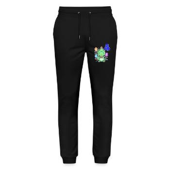 4 years old - Dinosaurs - 4th birthday gift - Stanley/Stella Mover Unisex Organic Jogging Trousers - black - Front - Marisol (170cm) & Nik (191cm)