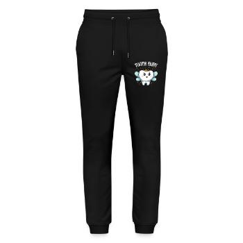 Dessin animé de la couronne de la fée des dents - Pantalon de jogging bio MOVER Stanley/Stella unisexe - noir - Devant - Marisol (170cm) & Nik (191cm)