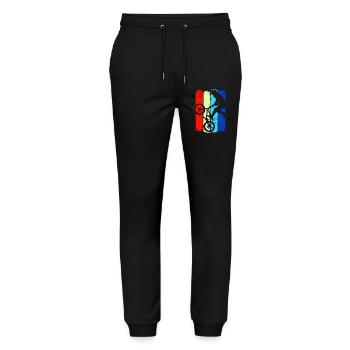 Bmx Bicycle Colorful | Retro Bmx Bike | Old School Bike - Stanley/Stella Mover Unisex Organic Jogging Trousers - black - Front - Marisol (170cm) & Nik (191cm)