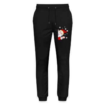 Merry Santa Claus Snow Salutation - Stanley/Stella Mover Unisex Organic Jogging Trousers - black - Front - Marisol (170cm) & Nik (191cm)