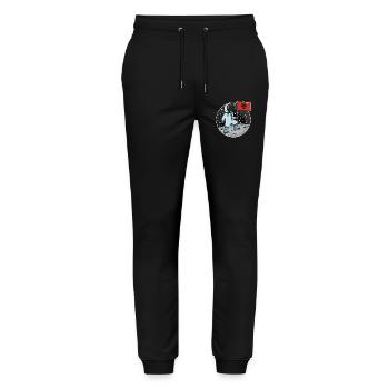 Astronaut mit Flagge Albanien - Stanley/Stella Unisex Bio Jogginghose Mover  - Schwarz - Vorne - Marisol (170cm) & Nik (191cm)