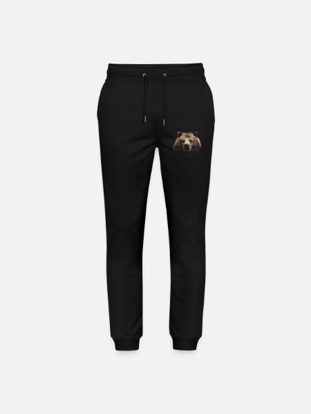 Red Halftone Bear Head - Stanley/Stella Mover Unisex Organic Jogging Trousers - black