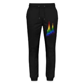 Kölner Dom LGBTQ Pride Regenbogen Silhouette Köln - Stanley/Stella Unisex Bio Jogginghose Mover  - Schwarz - Vorne - Marisol (170cm) & Nik (191cm)