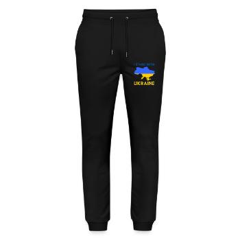 I Stand With Ukraine Flag - Ukraine Strong - Stanley/Stella Mover Unisex Organic Jogging Trousers - black - Front - Marisol (170cm) & Nik (191cm)