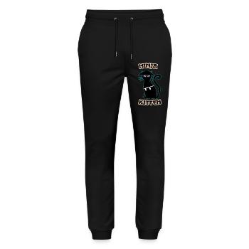 Ninja cat samurai kitten Assassin kitty Meow - Stanley/Stella Mover Unisex Organic Jogging Trousers - black - Front - Marisol (170cm) & Nik (191cm)