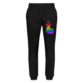 Peace Heart Love Rainbow Mouvement pour la paix - Pantalon de jogging bio MOVER Stanley/Stella unisexe - noir - Devant - Marisol (170cm) & Nik (191cm)