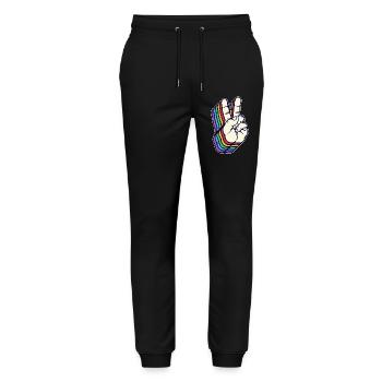 Paix Mondiale Signe de Paix Liberté Humanité - Pantalon de jogging bio MOVER Stanley/Stella unisexe - noir - Devant - Marisol (170cm) & Nik (191cm)