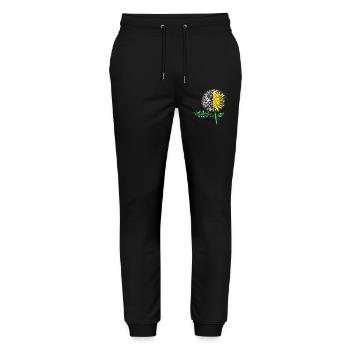 Cycle de l’univers du pissenlit avec la Lune et le Soleil - Pantalon de jogging bio MOVER Stanley/Stella unisexe - noir - Devant - Marisol (170cm) & Nik (191cm)