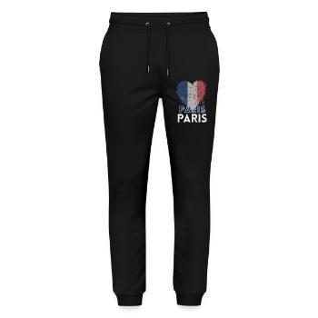 Retro badge, Paris France is my hometown - Stanley/Stella Mover Unisex Organic Jogging Trousers - black - Front - Marisol (170cm) & Nik (191cm)