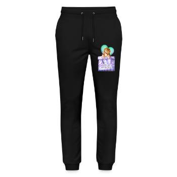 Official sleepshirt cute cat for a sleepyhead - Stanley/Stella Mover Unisex Organic Jogging Trousers - black - Front - Marisol (170cm) & Nik (191cm)