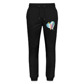 Stand up paddling mit ganz viel Herz am Strand - Stanley/Stella Unisex Bio Jogginghose Mover  - Schwarz - Vorne - Marisol (170cm) & Nik (191cm)