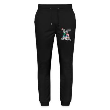 Gnome Halbjahresbericht Immer Noch Frech - Stanley/Stella Unisex Bio Jogginghose Mover  - Schwarz - Vorne - Marisol (170cm) & Nik (191cm)