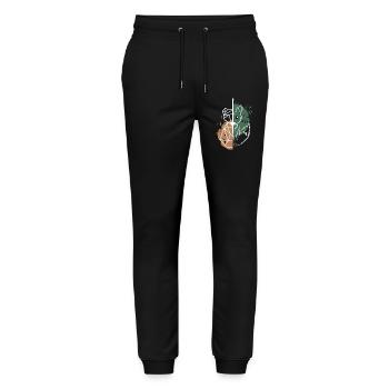 Fox vs origami white drawing - Stanley/Stella Mover Unisex Organic Jogging Trousers - black - Front - Marisol (170cm) & Nik (191cm)