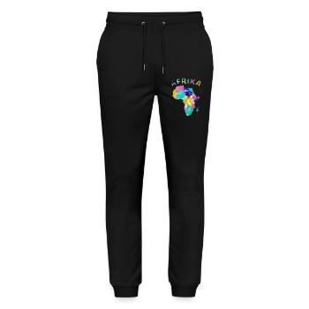 Afrika bunt - Stanley/Stella Unisex Bio Jogginghose Mover  - Schwarz - Vorne - Marisol (170cm) & Nik (191cm)