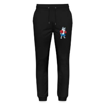 Hund Boxer Boxhandschuhe Boxen - Stanley/Stella Unisex Bio Jogginghose Mover  - Schwarz - Vorne - Marisol (170cm) & Nik (191cm)