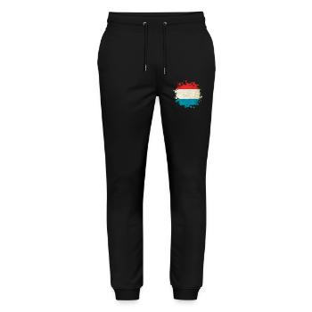 Luxembourg flags blob - Stanley/Stella Mover Unisex Organic Jogging Trousers - black - Front - Marisol (170cm) & Nik (191cm)
