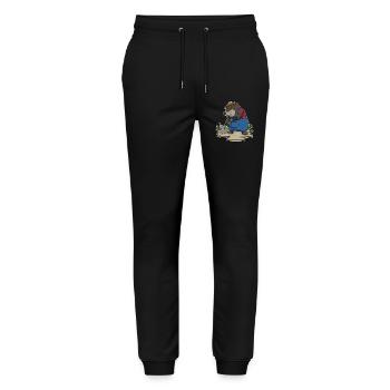 Mole Farmer Pickaxe Farm - Stanley/Stella Mover Unisex Organic Jogging Trousers - black - Front - Marisol (170cm) & Nik (191cm)