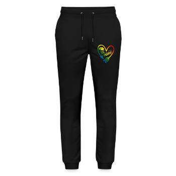 Valentinstag T-Shirt be mine Valentinstag - Stanley/Stella Unisex Bio Jogginghose Mover  - Schwarz - Vorne - Marisol (170cm) & Nik (191cm)