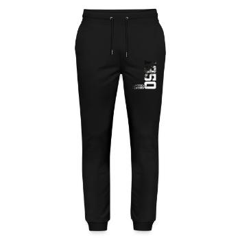 76TH BIRTHDAY LIMITED EDITION 1950 - Stanley/Stella Mover Unisex Organic Jogging Trousers - black - Front - Marisol (170cm) & Nik (191cm)
