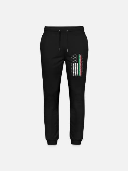 Flag Fusion: US Stars & Italian Stripes - Stanley/Stella Mover Unisex Organic Jogging Trousers - black