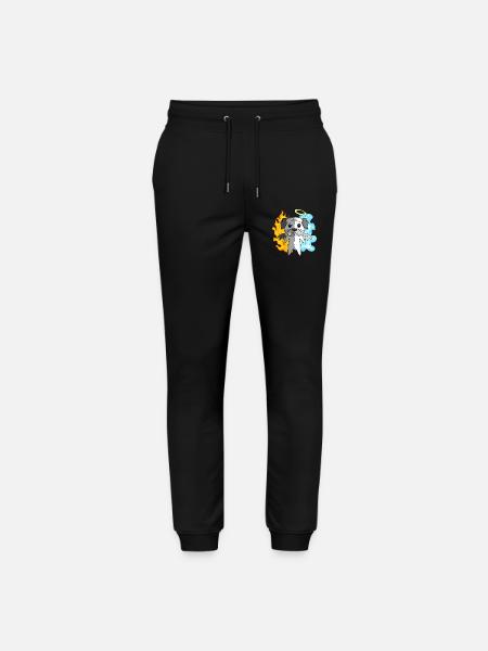 Dog Pug - Angel and Devil - Stanley/Stella Mover Unisex Organic Jogging Trousers - black