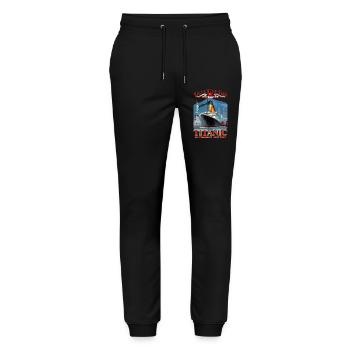 TITANIC NY Kreation Louis RUNEMBERG © Adagp - Stanley/Stella Unisex Bio Jogginghose Mover  - Schwarz - Vorne - Marisol (170cm) & Nik (191cm)